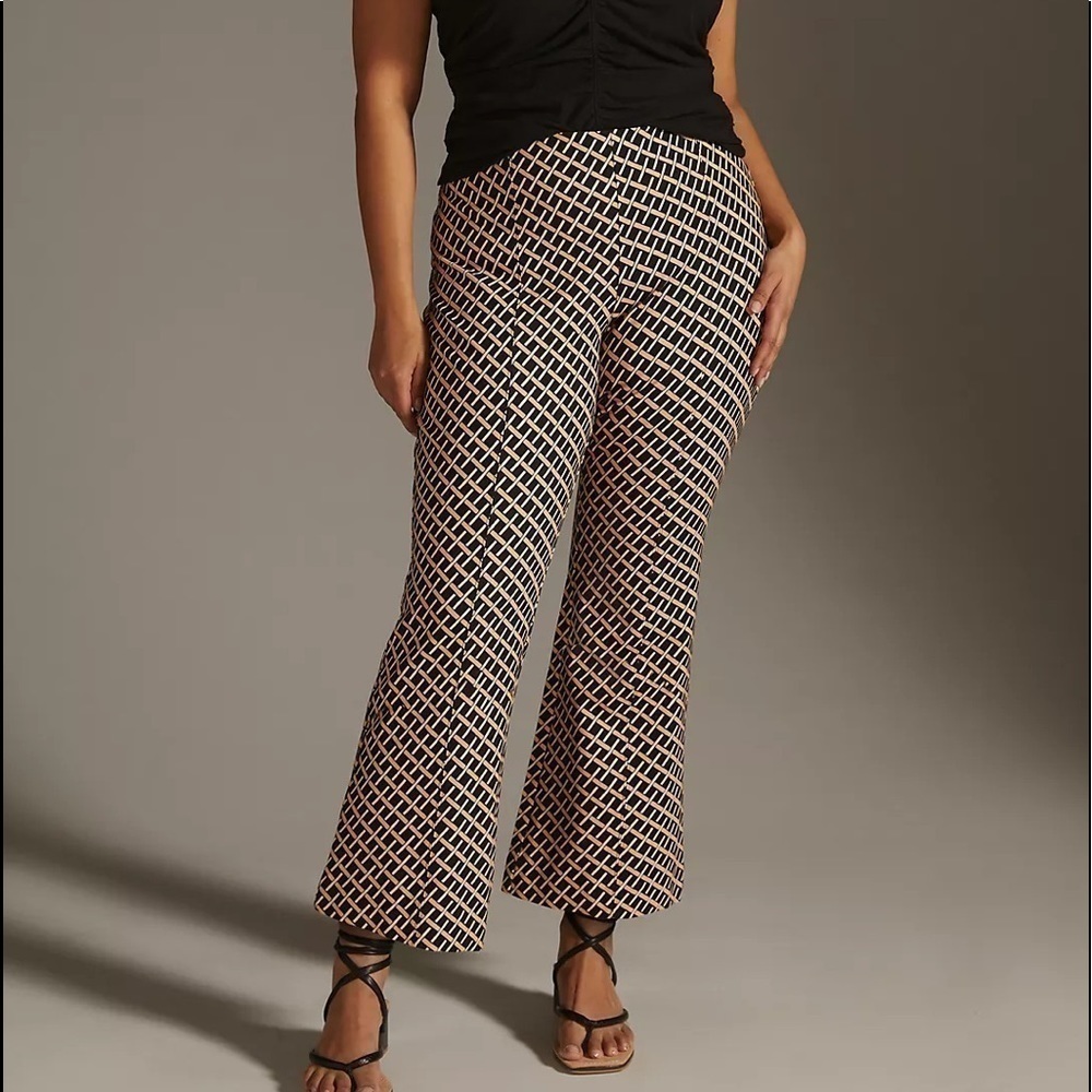 Anthropologie Maeve Margot Kick Flare Stretch Pants‌‌ plus 3X NWT black and tan
